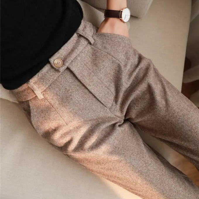 Harrow Herringbone Wool Trousers - Timeless Style, Classic Tailored Fit