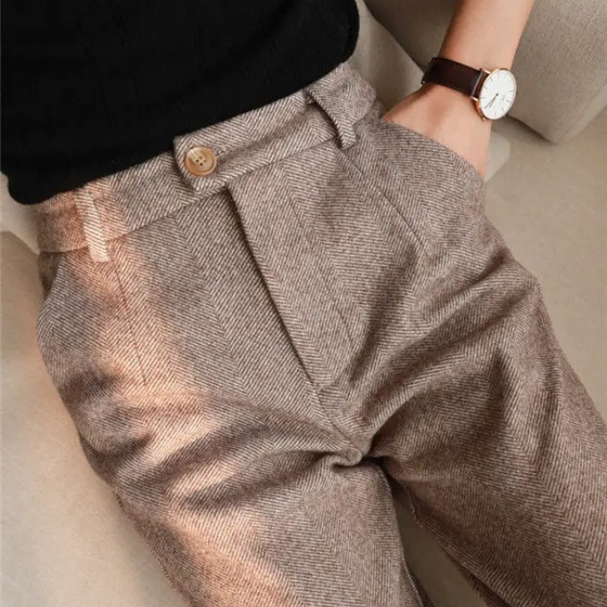 Harrow Herringbone Wool Trousers - Timeless Style, Classic Tailored Fit