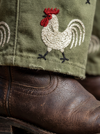 Rooster embroidered jumpsuit, back view
