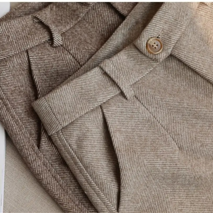 Harrow Herringbone Wool Trousers - Timeless Style, Classic Tailored Fit