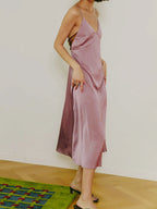 Open-Back Satin Maxi Dress