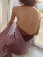 Open-Back Satin Maxi Dress