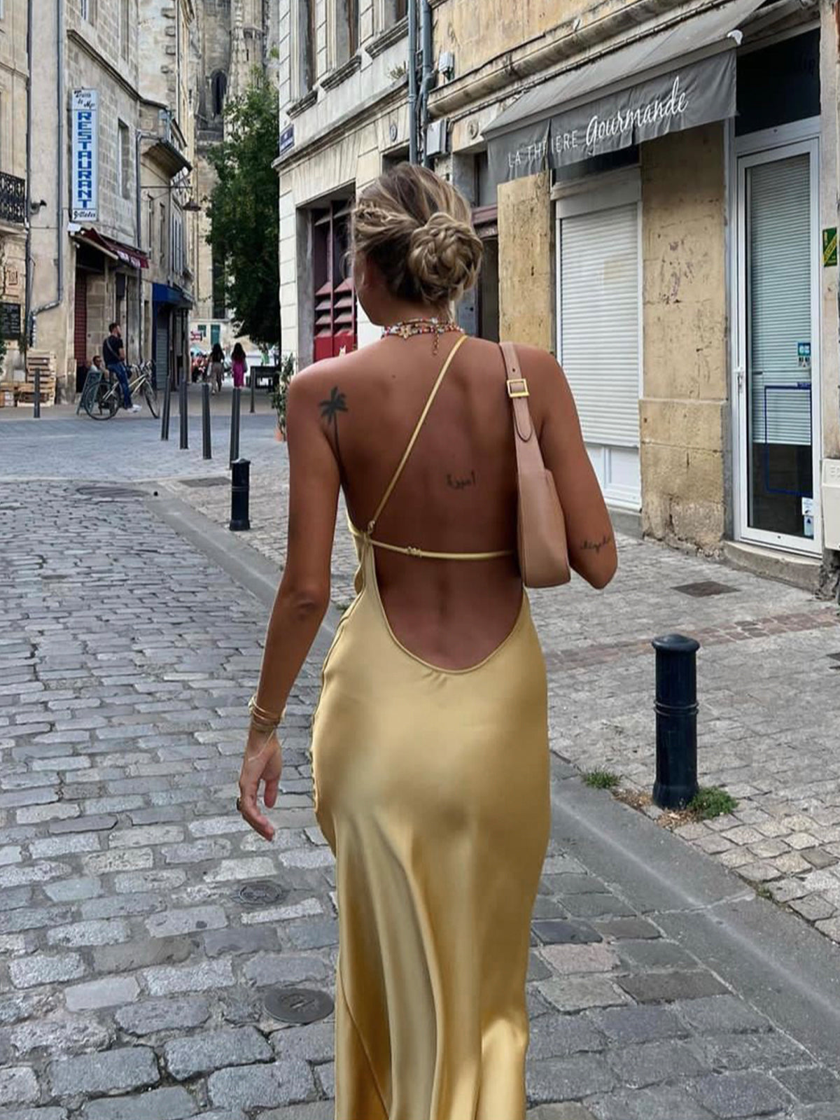 Moonlight Open-Back Satin Slit Maxi Dress - Elegant Evening Gown