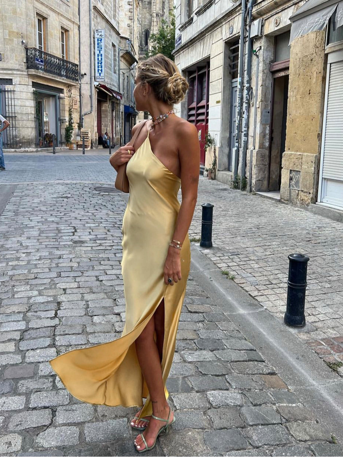 Moonlight Open-Back Satin Slit Maxi Dress - Elegant Evening Gown
