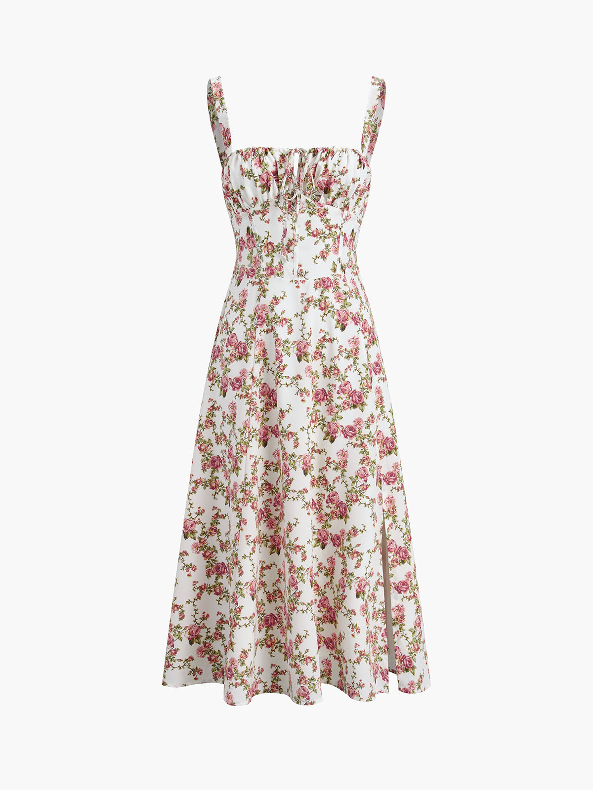 Rosebud Floral Midi Sundress – Effortless Flowy Silhouette for Summer