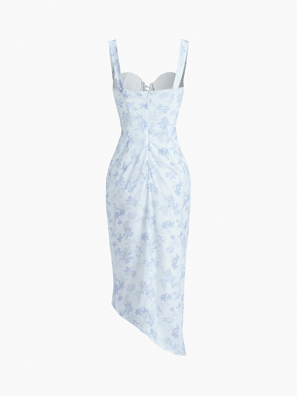 Floral Ruched Midi Corset Dress - Figure-Flattering & Elegant