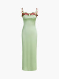 Elegant Floral Satin Midi Dress