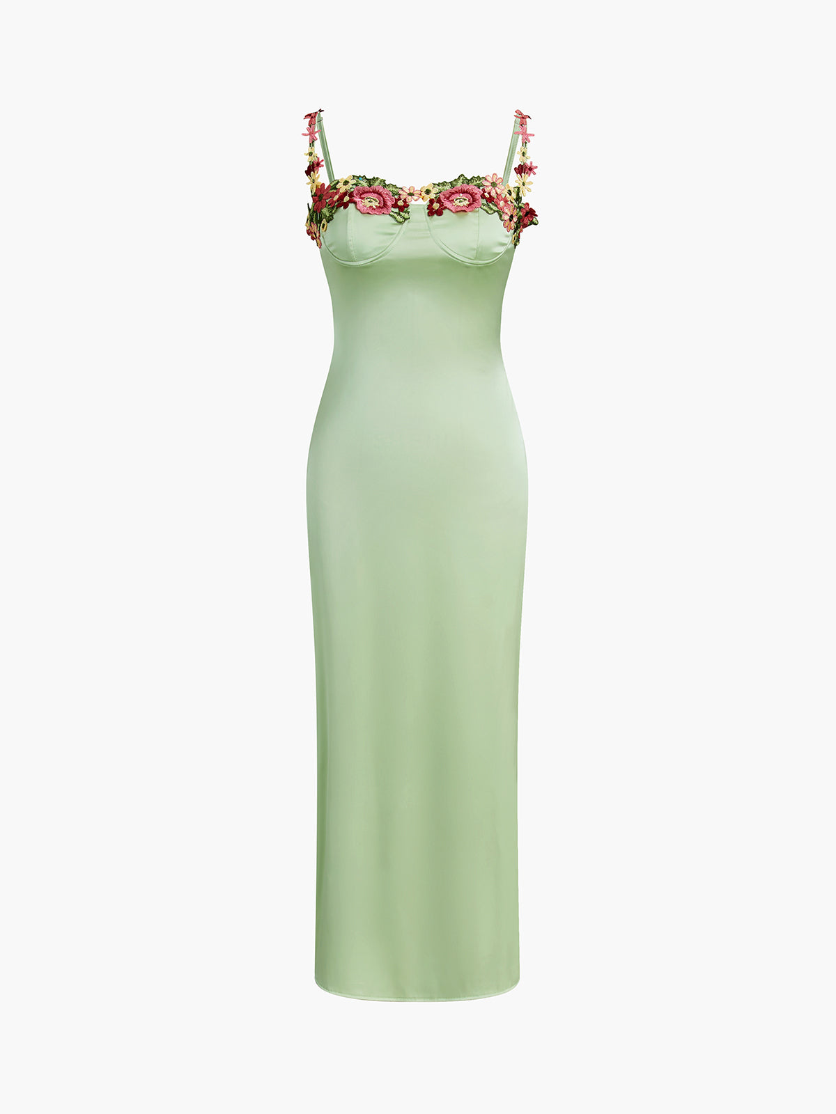 Elegant Floral Satin Midi Dress