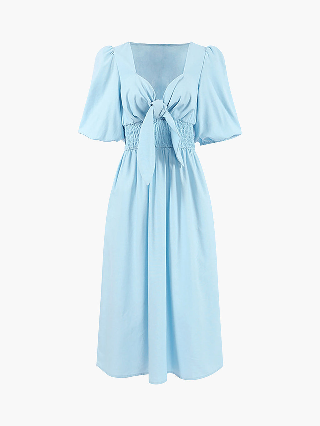 Effortless Linen-Cotton Front-Tie Midi Dress