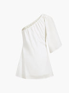 Aegean Cotton-Linen One-Sleeve Short Dress – Effortless Summer Chic