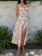 Rosebud Floral Midi Sundress – Effortless Flowy Silhouette for Summer