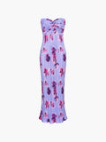 Floral Plisse Twist Tube Maxi Dress