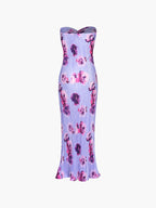 Floral Plisse Twist Tube Maxi Dress