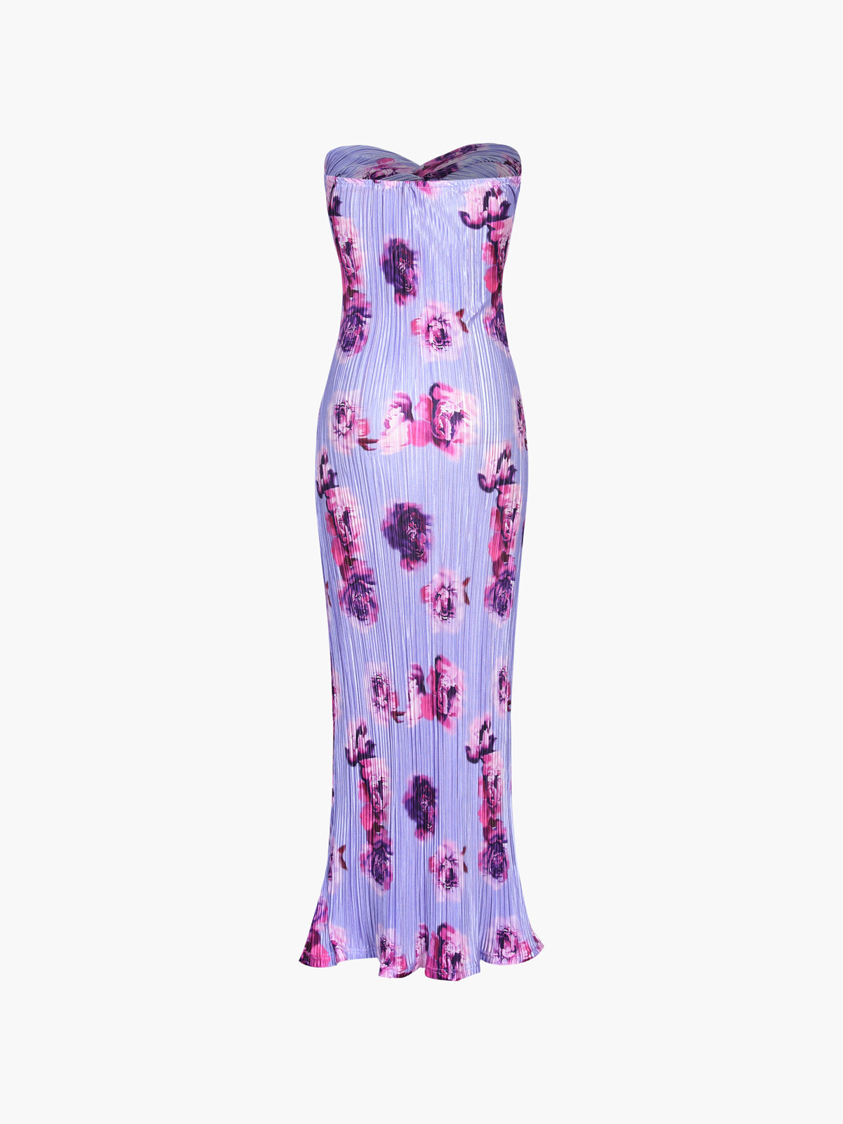 Floral Plisse Twist Tube Maxi Dress