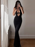 Solid Cutout Cami Maxi Dress