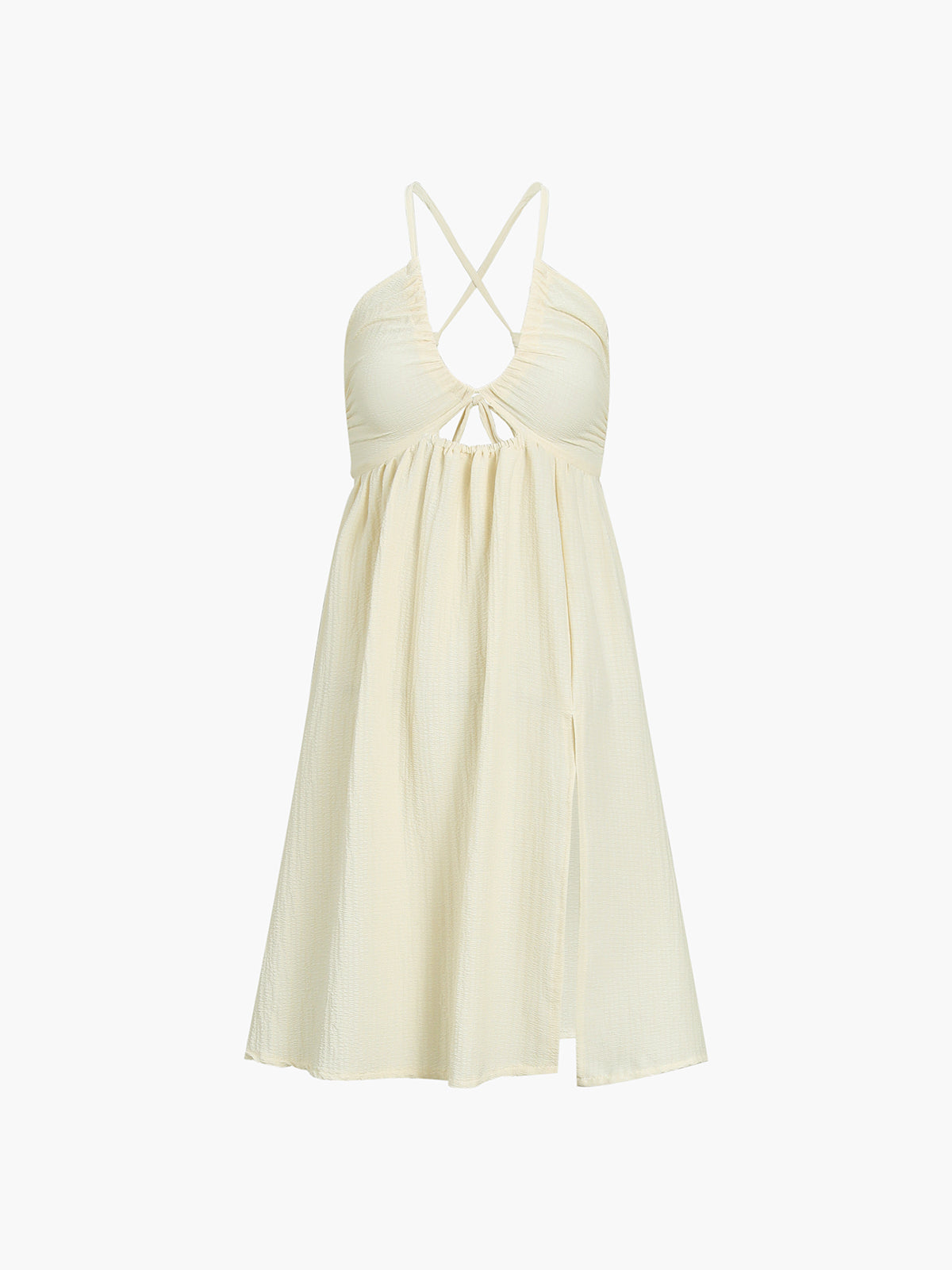 Backless Criss-Cross Midi Dress with a Sleek Side Split