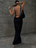 Elegant Satin Backless Maxi Dress