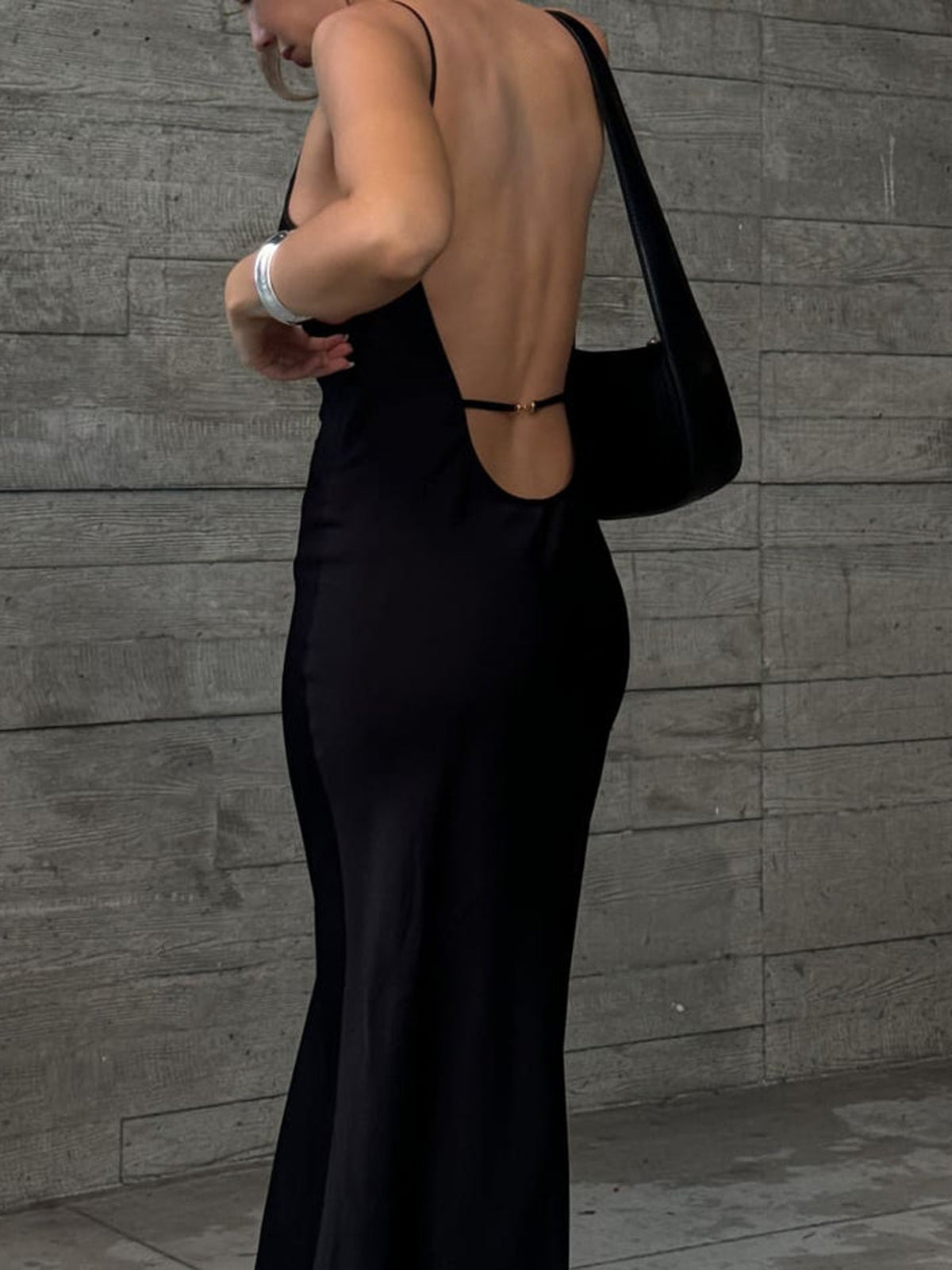 Elegant Satin Backless Maxi Dress