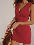 Flattering V-Neck Sleeveless Mini Dress