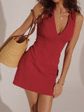 Flattering V-Neck Sleeveless Mini Dress