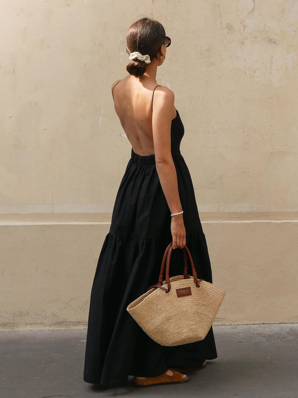 Elegant Solid Backless Maxi Dress