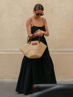 Elegant Solid Backless Maxi Dress