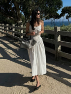Effortless Shirred Cotton-Blend Camisole Midi Dress