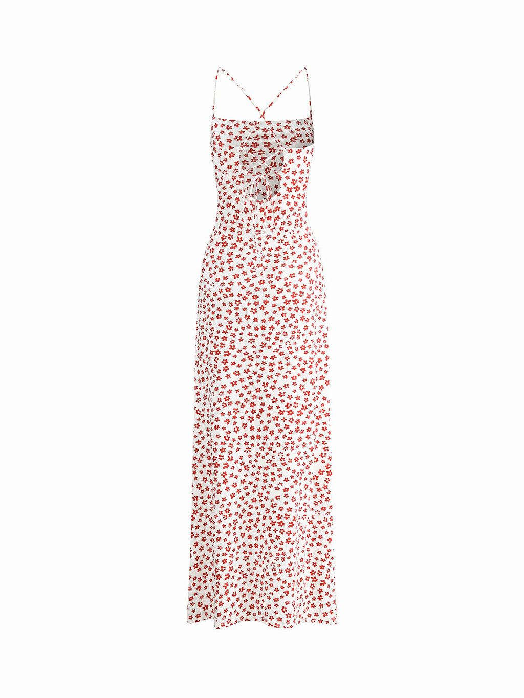 Floral-Print Strappy Sundress with Crisscross Detailing - Flowing Long Summer Dress