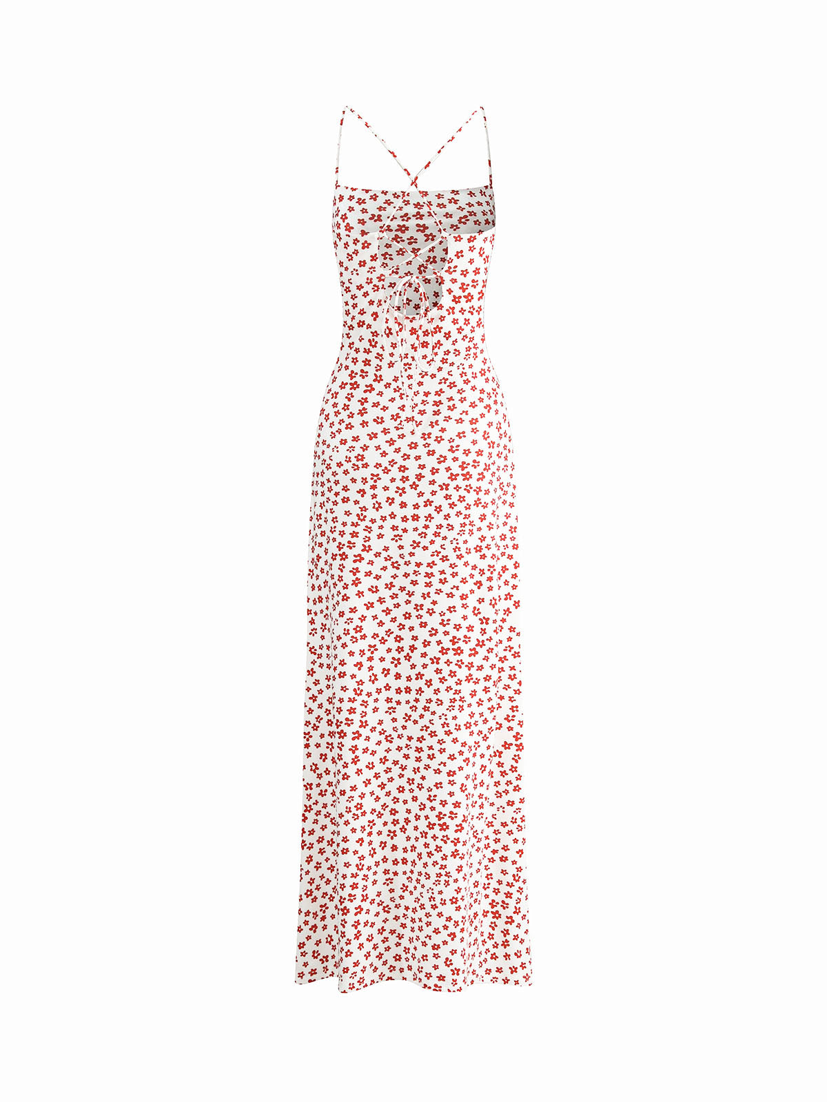 Floral-Print Strappy Sundress with Crisscross Detailing - Flowing Long Summer Dress