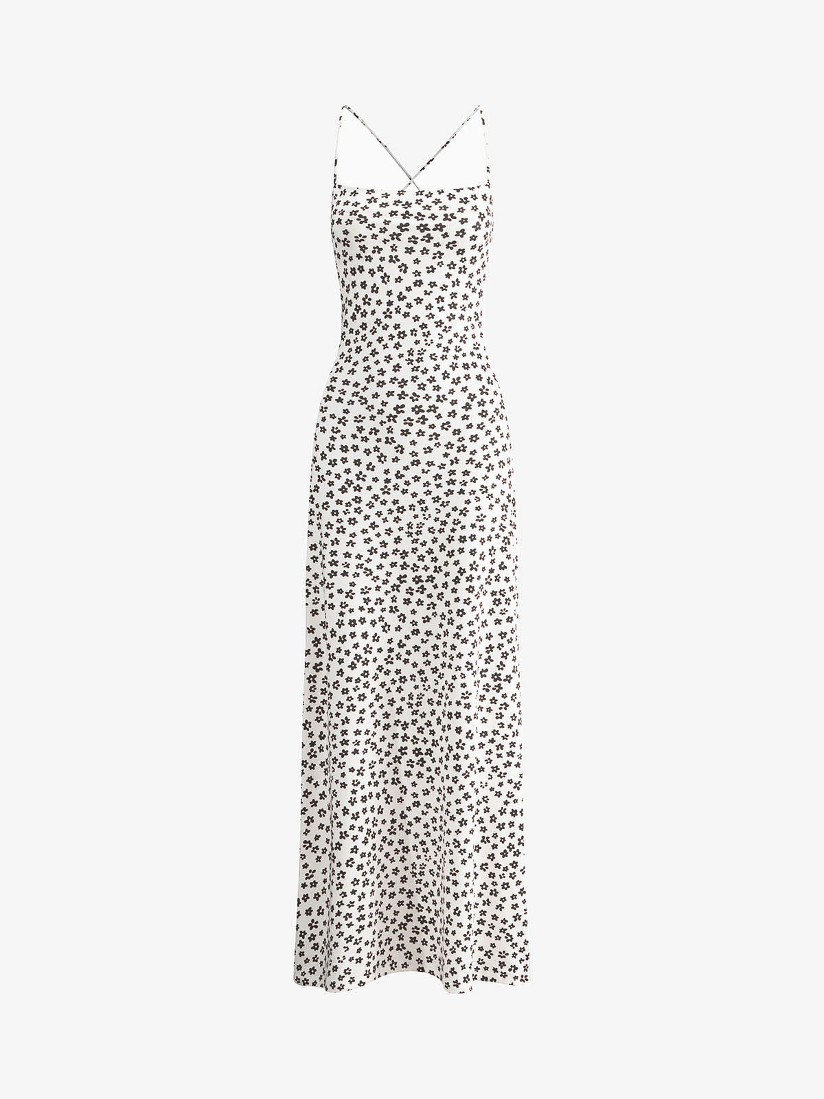 Floral-Print Strappy Sundress with Crisscross Detailing - Flowing Long Summer Dress