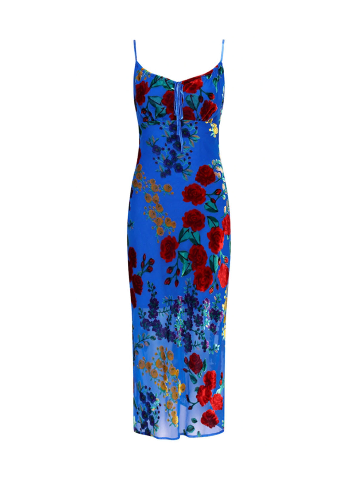 Lux Velvet Floral Appliqué Cami Dress