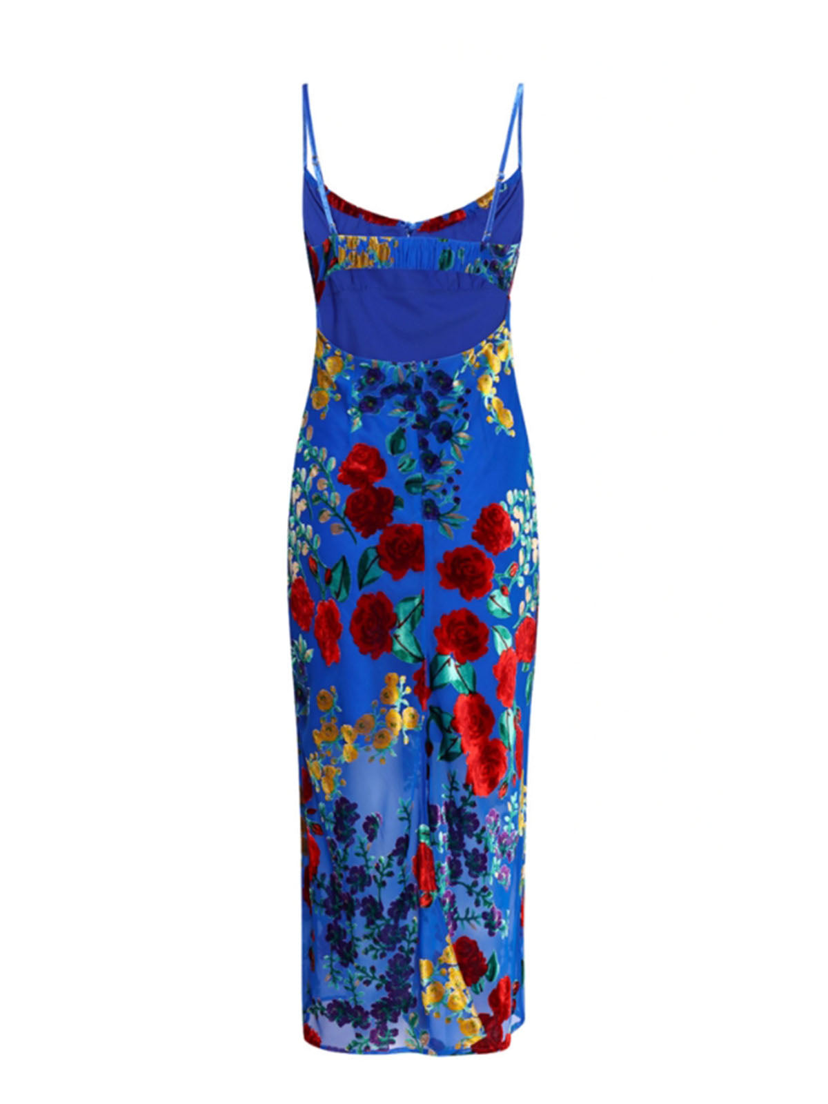 Lux Velvet Floral Appliqué Cami Dress