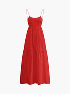 Elegant Solid Backless Maxi Dress