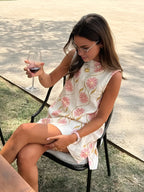 Romantic Floral-Print Sleeveless Mini Dress