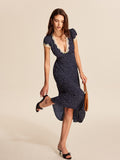 Polka Dot Lace-Trim Dress - Effortlessly Chic with Delicate Lace Accents
