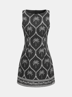 Tropical Palm Tree Print Sleeveless Mini Dress