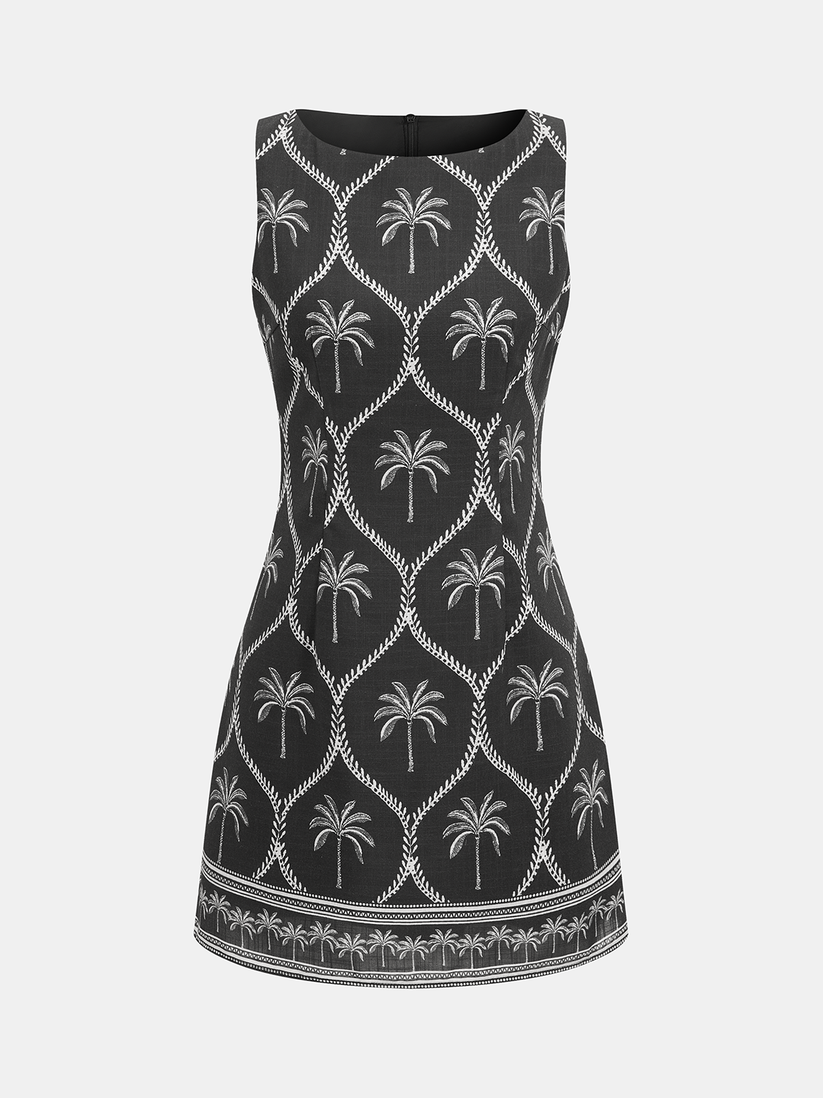 Tropical Palm Tree Print Sleeveless Mini Dress