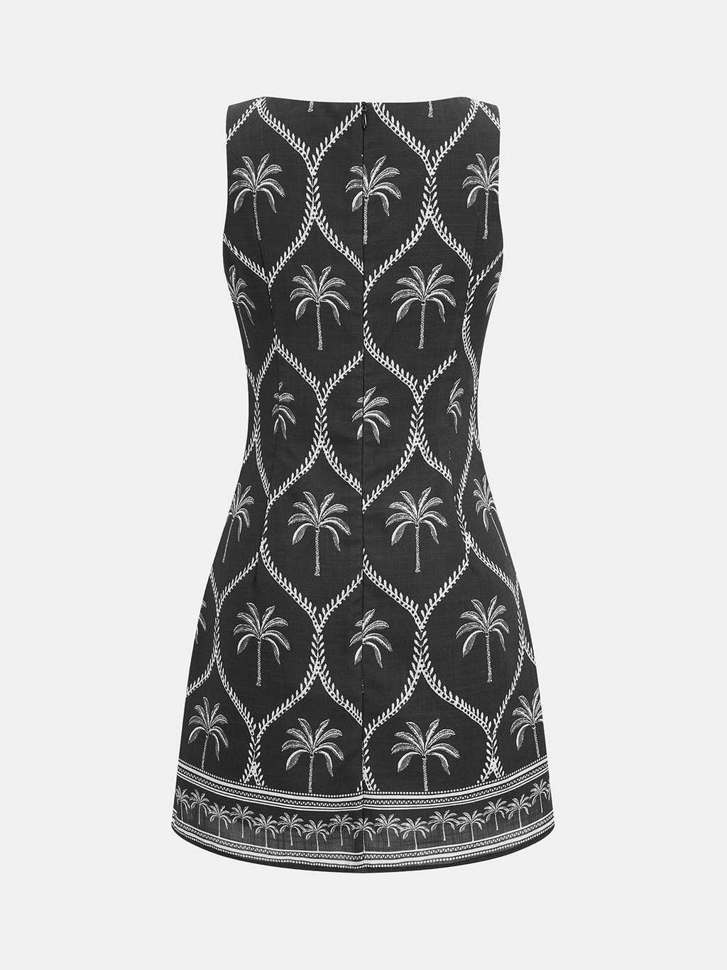 Tropical Palm Tree Print Sleeveless Mini Dress