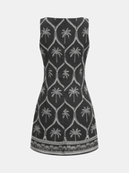 Tropical Palm Tree Print Sleeveless Mini Dress