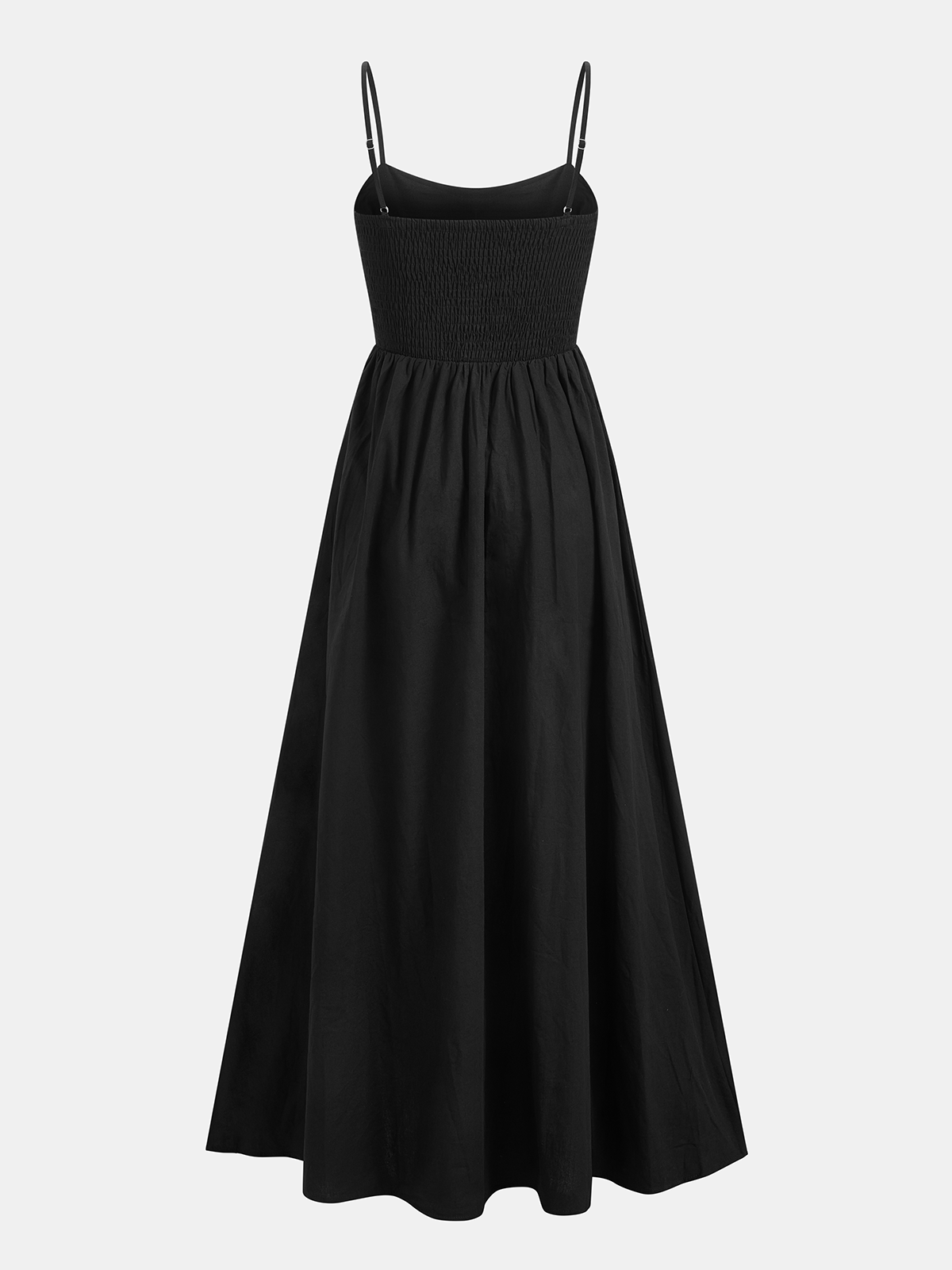 Cotton Sleeveless Long Dress with Pockets and Cutout Details