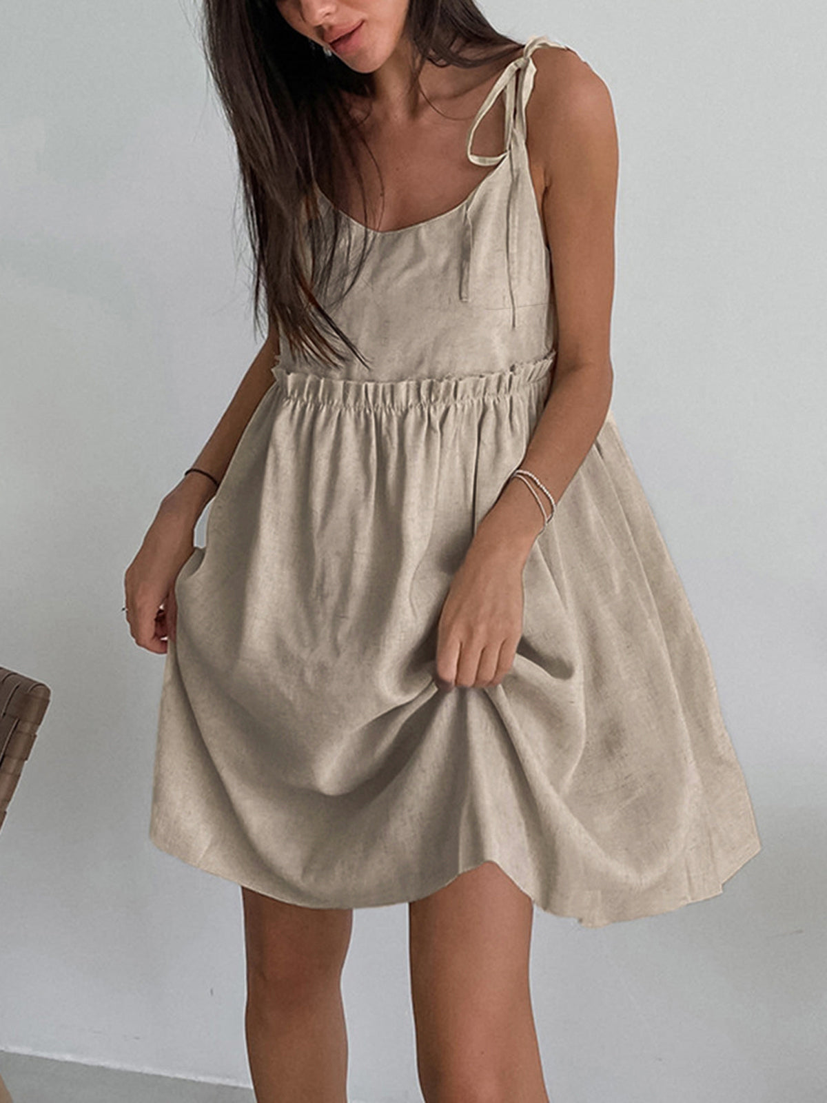 Levanzo Shoulder-Tie Mini Dress