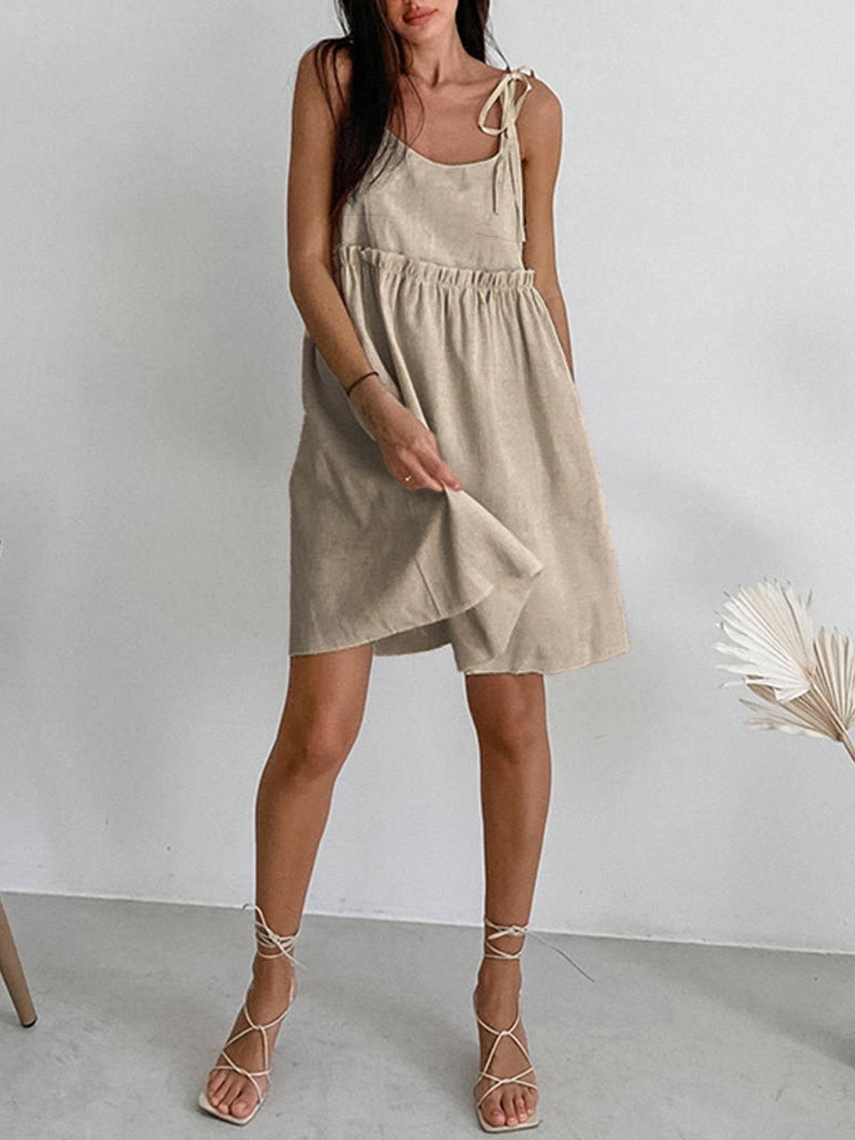 Levanzo Shoulder-Tie Mini Dress