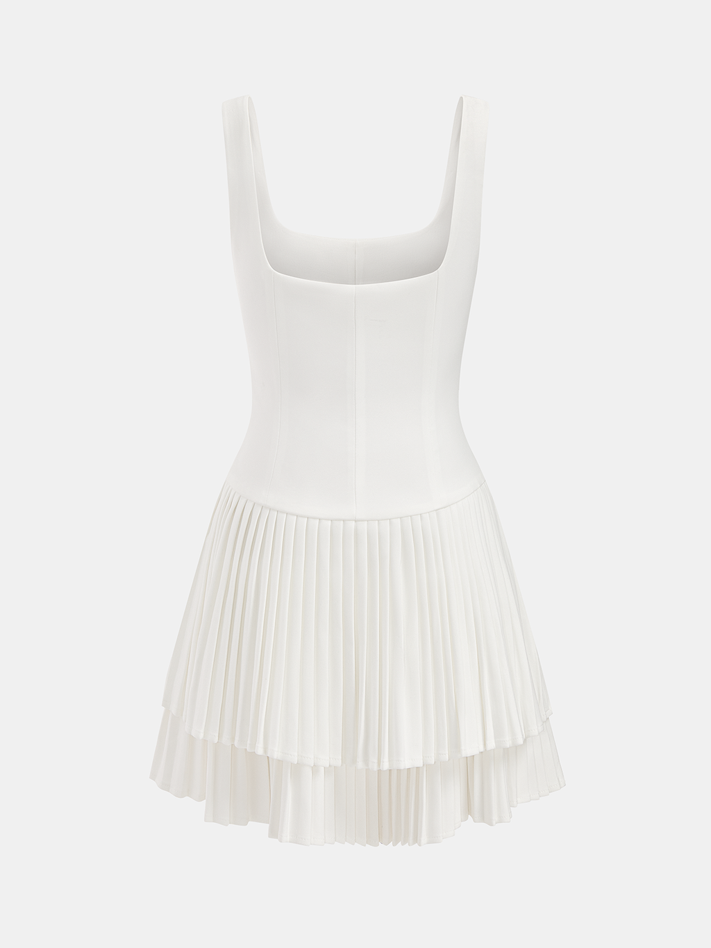 Elegant Square-Neck Pleated Dress