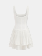 Elegant Square-Neck Pleated Dress