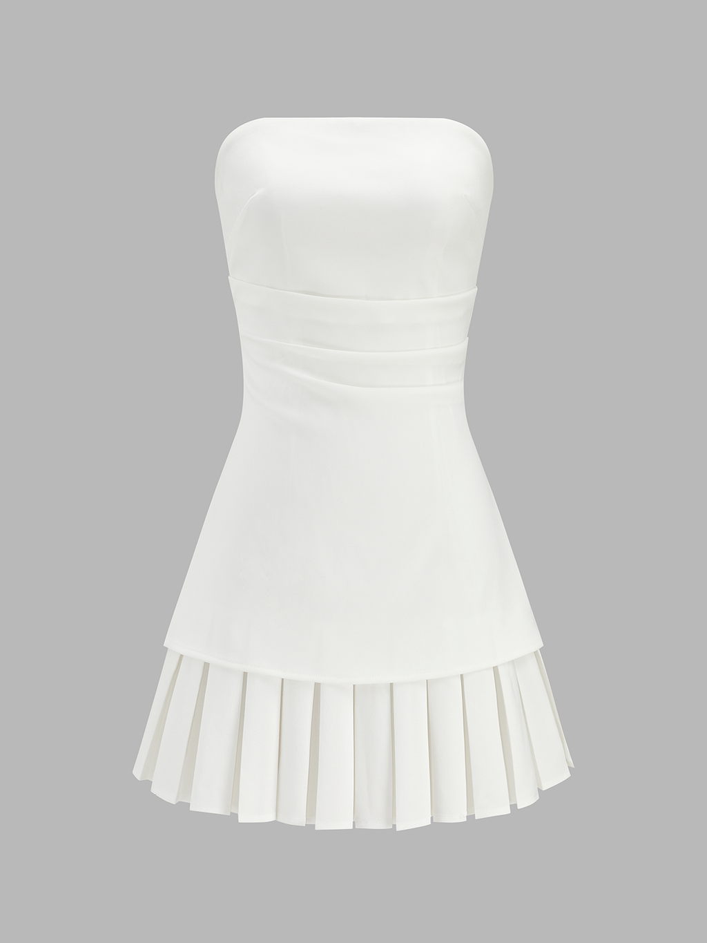 Chic Strapless Pleated Mini Dress with Non-Slip Secure Fit