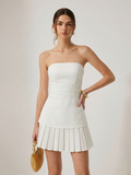 Chic Strapless Pleated Mini Dress with Non-Slip Secure Fit