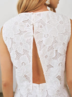 Floral Lace Sleeveless Mini Dress with Delicate Ruffle Details
