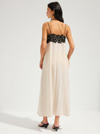 Chic Lace-Trim Linen-Blend Cami Maxi Dress