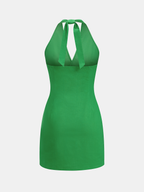 Twisted Halter Cotton-Linen Mini Dress - Lightweight Summer Essential