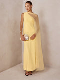 Glamorous Sheer Drape Slim Maxi Evening Dress